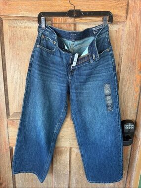 J. Crew Women’s Relaxed Straight-Leg Jeans in Dark Blue Denim 27 Petite